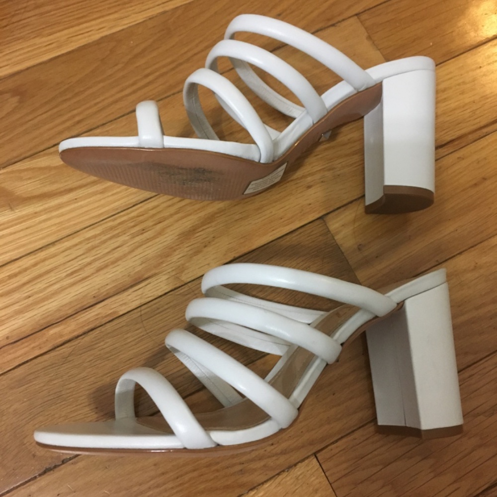 Schutz Felisa Tubular Block Heel Sandals | White | Size 5 (Runs small!) - Picture 3 of 7